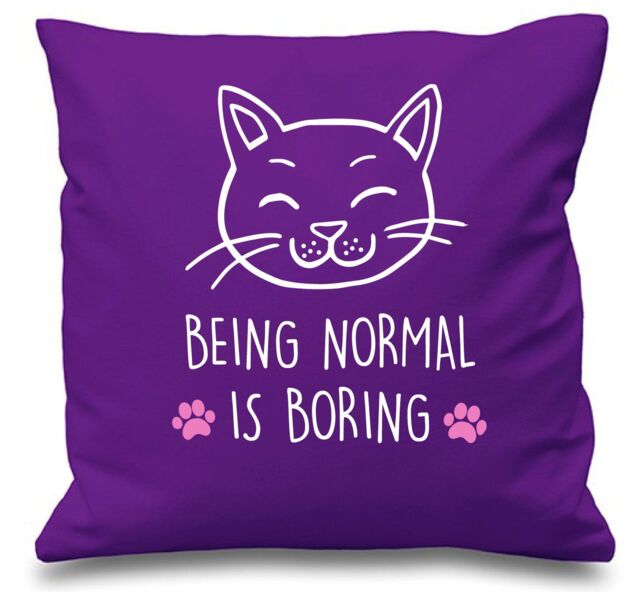 "60 SECOND MAKEOVER Purple Cushion Cover Being Normal Is Boring 16"" x 16"" Mum Friend Gift Decorative - Size: 40 cm x 40 cm"