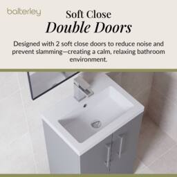 Balterley Bathroom Vanity Basin Unit, Chrome Handles, 500mm, Satin Grey - thumbnail 3