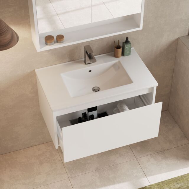 Banyetti Mino 800mm WallHung Vanity Unit with Lira Basin-Gloss White - image 1
