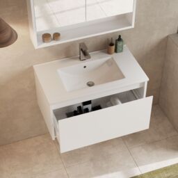 Banyetti Mino 800mm WallHung Vanity Unit with Lira Basin-Gloss White - thumbnail 1