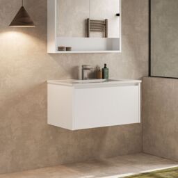 Banyetti Mino 800mm WallHung Vanity Unit with Lira Basin-Gloss White - thumbnail 3