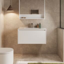 Banyetti Mino 800mm WallHung Vanity Unit with Lira Basin-Gloss White - thumbnail 2