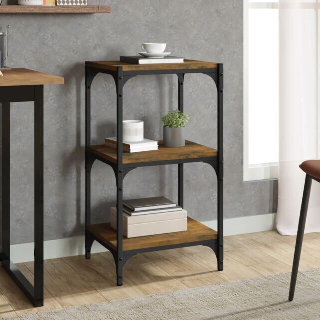 Berkfield Home Book Cabinet Smoked Oak 40x33x70.5 cm Engineered Wood & Steel in Brown - image 1