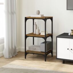 Berkfield Home Book Cabinet Smoked Oak 40x33x70.5 cm Engineered Wood & Steel in Brown - thumbnail 3