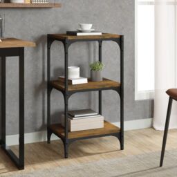 Berkfield Home Book Cabinet Smoked Oak 40x33x70.5 cm Engineered Wood & Steel in Brown - thumbnail 1