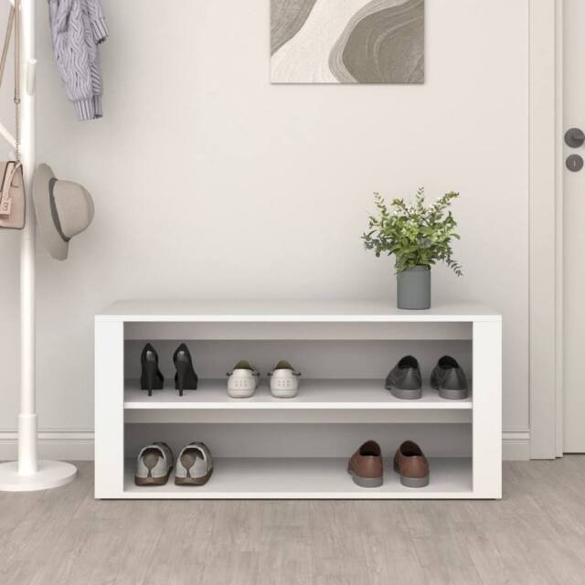 Berkfield Home Shoe Rack White 100x35x45 cm Engineered Wood - Size: 100 x 35 x 45 cm - image 1