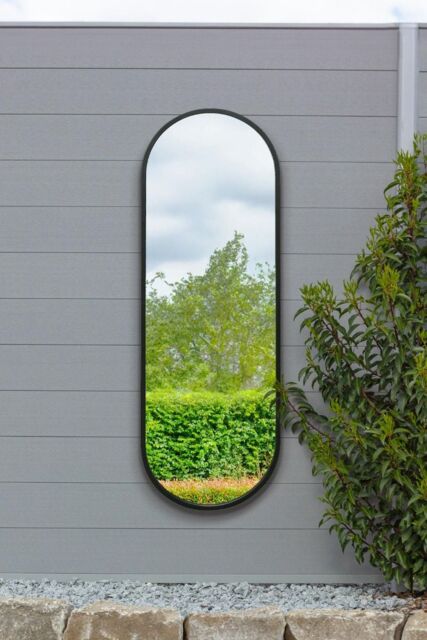 MirrorOutlet Black Metal Framed Double Arched Garden Wall Mirror (160 X 55CM) - Size: 1 Pack - image 1