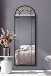 "MirrorOutlet Black Framed Arched Leaner/Wall Mirror 67"" X 24"" (170CM X 60CM) - Size: 1 Pack" - thumbnail 2