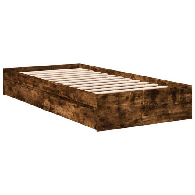Berkfield Home Modern Bed Frame with Drawers without Mattress Smoked Oak 100x200 cm in Brown - image 1