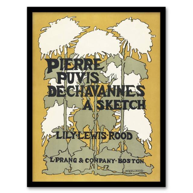 Artery8 Pierre Puvis De Chavannes A Sketch Vintage Framed Wall Art Print Reed in Yellow - Size: A4 - image 1