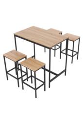 Living and Home Bar Table and Stool Set in Light Brown - thumbnail 3