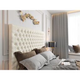 HOB Furniture Tara Upholstered Soft Velvet Tv Bed Frame, Luxury French Velvet, Cream - Size: Super King - thumbnail 3
