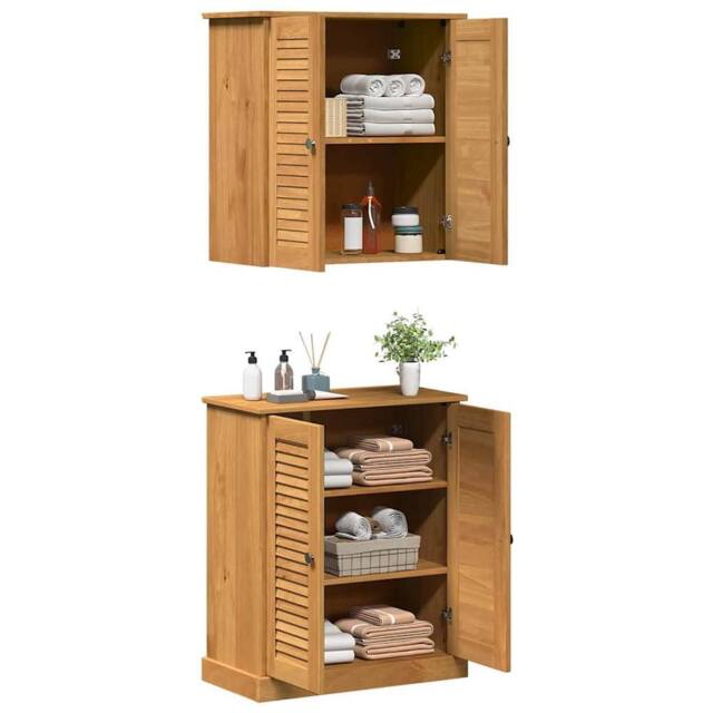Berkfield Home Compact Bathroom Furniture Set with Shelf with Storage with Door in Brown - image 1