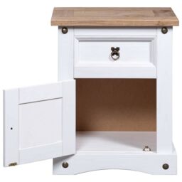 Berkfield Home Bedside Cabinet Mexican Pine Corona Range White 53x39x66 cm - Size: 53 x 39 x 66 cm - thumbnail 4