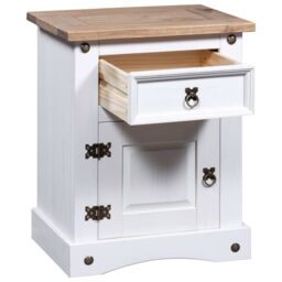 Berkfield Home Bedside Cabinet Mexican Pine Corona Range White 53x39x66 cm - Size: 53 x 39 x 66 cm - thumbnail 3