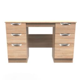 Ready Assembled 2 U Holborn 6 Drawer Kneehole Desk (Ready Assembled) in Light Oak