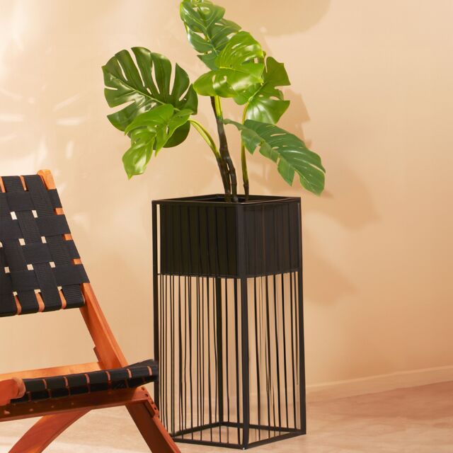 Orsina Black Floor Standing Planter, Robust Constructed Large Flower Pot For Garden, Lightweight Flower Pot - image 1