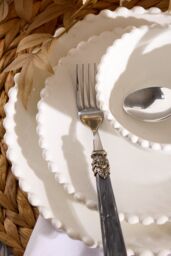 Dibor Set of 12 Four Person Auvergne Beaded White Christmas Dinner Set - Size: 12 Pack - thumbnail 4