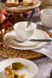 Dibor Set of 12 Four Person Auvergne Beaded White Christmas Dinner Set - Size: 12 Pack - thumbnail 2