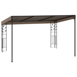 Berkfield Home Wall-mounted Gazebo 4x3x2.5 m Taupe in Beige - thumbnail 4