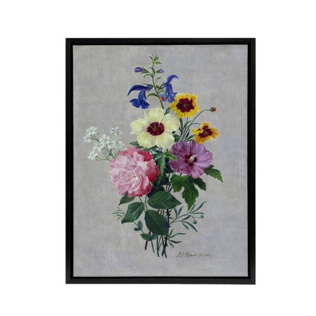 "Artery8 Pierre Joseph Redoute Flowers 1820 Framed Canvas Wall Art Print - Size: W12"" x H16""" - image 1