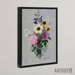 "Artery8 Pierre Joseph Redoute Flowers 1820 Framed Canvas Wall Art Print - Size: W12"" x H16""" - thumbnail 2