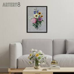 "Artery8 Pierre Joseph Redoute Flowers 1820 Framed Canvas Wall Art Print - Size: W12"" x H16""" - thumbnail 3