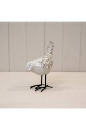 KDMD Glazed Ceramic Bird Ornament with Texture Detail - 196g in White - thumbnail 2