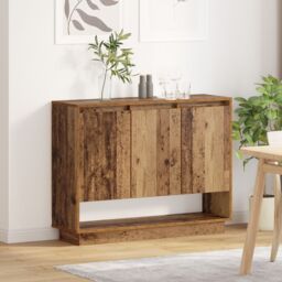 Berkfield Home Sideboard with Shelf with Door Old wood 97 x 29 x 75 cm Engineered wood in Brown - thumbnail 4