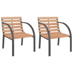 Berkfield Home Garden Chairs 2 pcs Wood in Brown - thumbnail 2