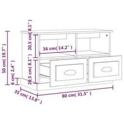 Berkfield Home TV Cabinet High Gloss White 80x35x50 cm Engineered Wood - Size: 80 x 35 x 50 cm - thumbnail 9