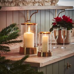 Ivyline Hampton Hurricane Lantern in Antique Brass H40cm W24cm in Metallics - thumbnail 1