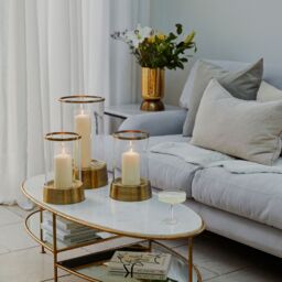 Ivyline Hampton Hurricane Lantern in Antique Brass H40cm W24cm in Metallics - thumbnail 5