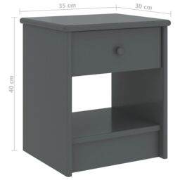 Berkfield Home Bedside Cabinet Dark Grey 35x30x40 cm Solid Pinewood - Size: 35 x 30 x 40 cm - thumbnail 6