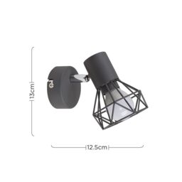 ValueLights Angus Single Grey Indoor Wall Light - thumbnail 5