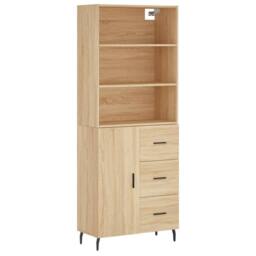 Berkfield Home Highboard Sonoma Oak 69.5x34x180 cm Engineered Wood in Light Tan