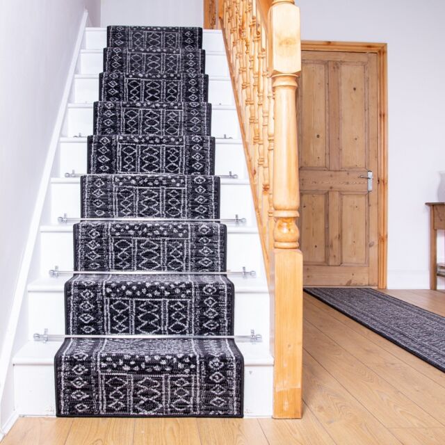 runrug Black Afrikans Stair Carpet Runner - Size: 70 cm x 720 cm - image 1