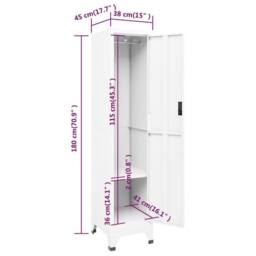 Berkfield Home Locker Cabinet White 38x45x180 cm Steel - Size: 38 x 45 x 180 cm - thumbnail 8