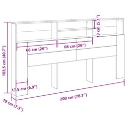 Berkfield Home Black Oak Headboard Cabinet, 200x19x103.5 cm, Engineered Wood - Size: 200x19x103.5 cm - thumbnail 9