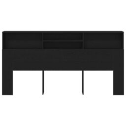 Berkfield Home Black Oak Headboard Cabinet, 200x19x103.5 cm, Engineered Wood - Size: 200x19x103.5 cm - thumbnail 6