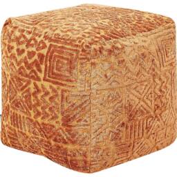 Wyld and Coco Golden Brown Tufted Pouffe 50 x 50 x 50 cm Viscose Thick EPS Filling - thumbnail 2
