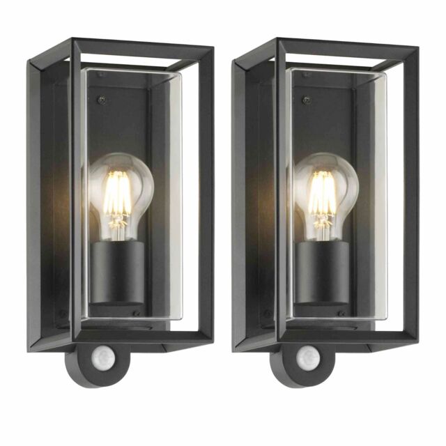 First Choice Lighting Set of 2 Brandon - Black Motion Sensor Outdoor Wall Lights - image 1