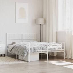 Berkfield Home Metal Bed Frame with Headboard & Footboard White 5FT King Size - thumbnail 1