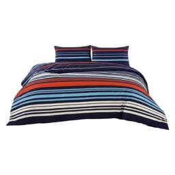 Snug City Striped Duvet Set Stylish Easy Care Bedding with Classic Pattern in Blue - Size: Single - thumbnail 2
