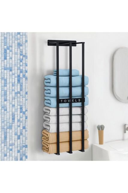 H&O Direct Premium Iron Bathroom Wall Mounted Towel Rack in Black - image 1