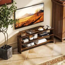 Havendro Corner TV Stand, TV Unit with Open Shelves for 47 Inch TV, Brown - thumbnail 5
