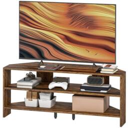 Havendro Corner TV Stand, TV Unit with Open Shelves for 47 Inch TV, Brown