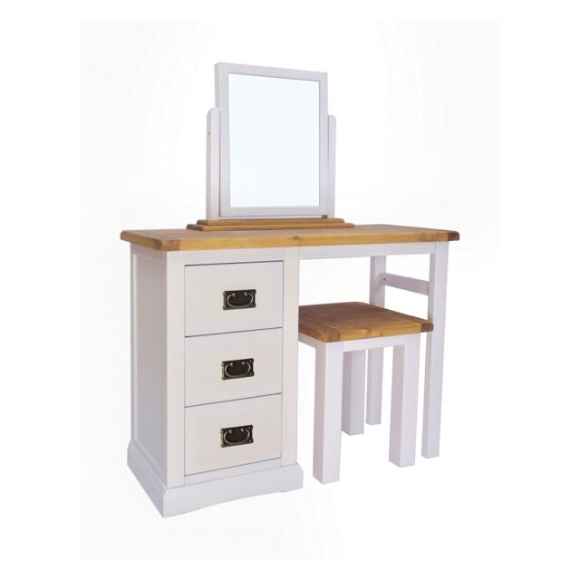Cabinet Bits Loreo 3 Drawer Dressing Table Set Brass Drop Handle in Light Grey - image 1
