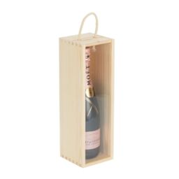 Red Hamper Single Bottle Wooden Box With Clear Acrylic Sliding Lid in Brown - thumbnail 3