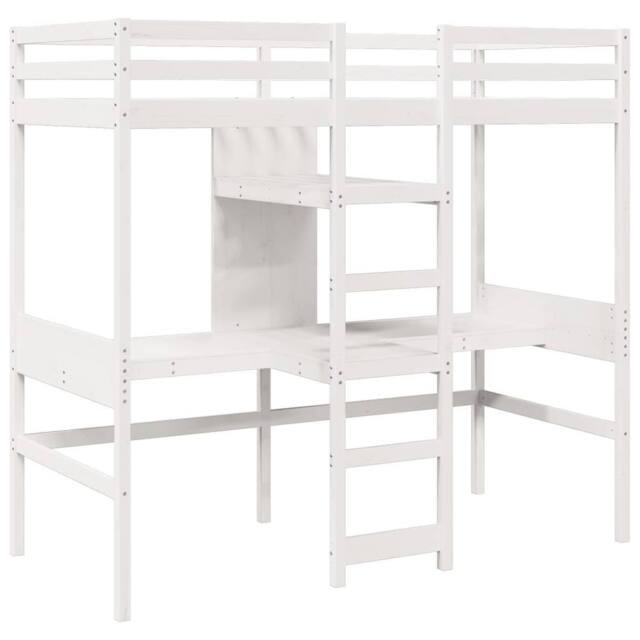 Berkfield Home Loft Bed Frame without Mattress White 80x200cm Solid Wood Pine - Size: 80x200 cm - image 1